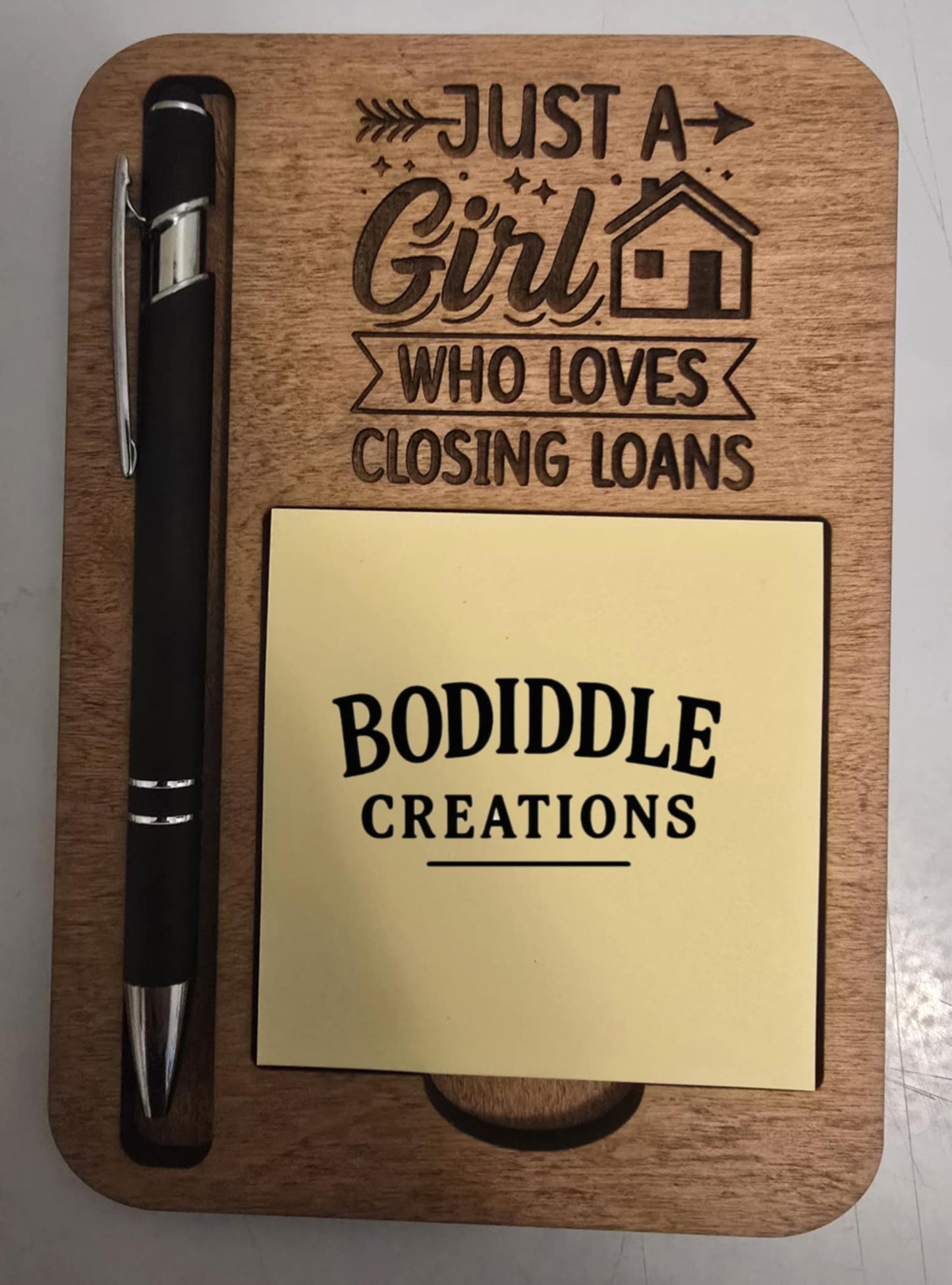 Closing Loans - Notepad & Pen Holder – Includes 3"x3" Notepad & Pen