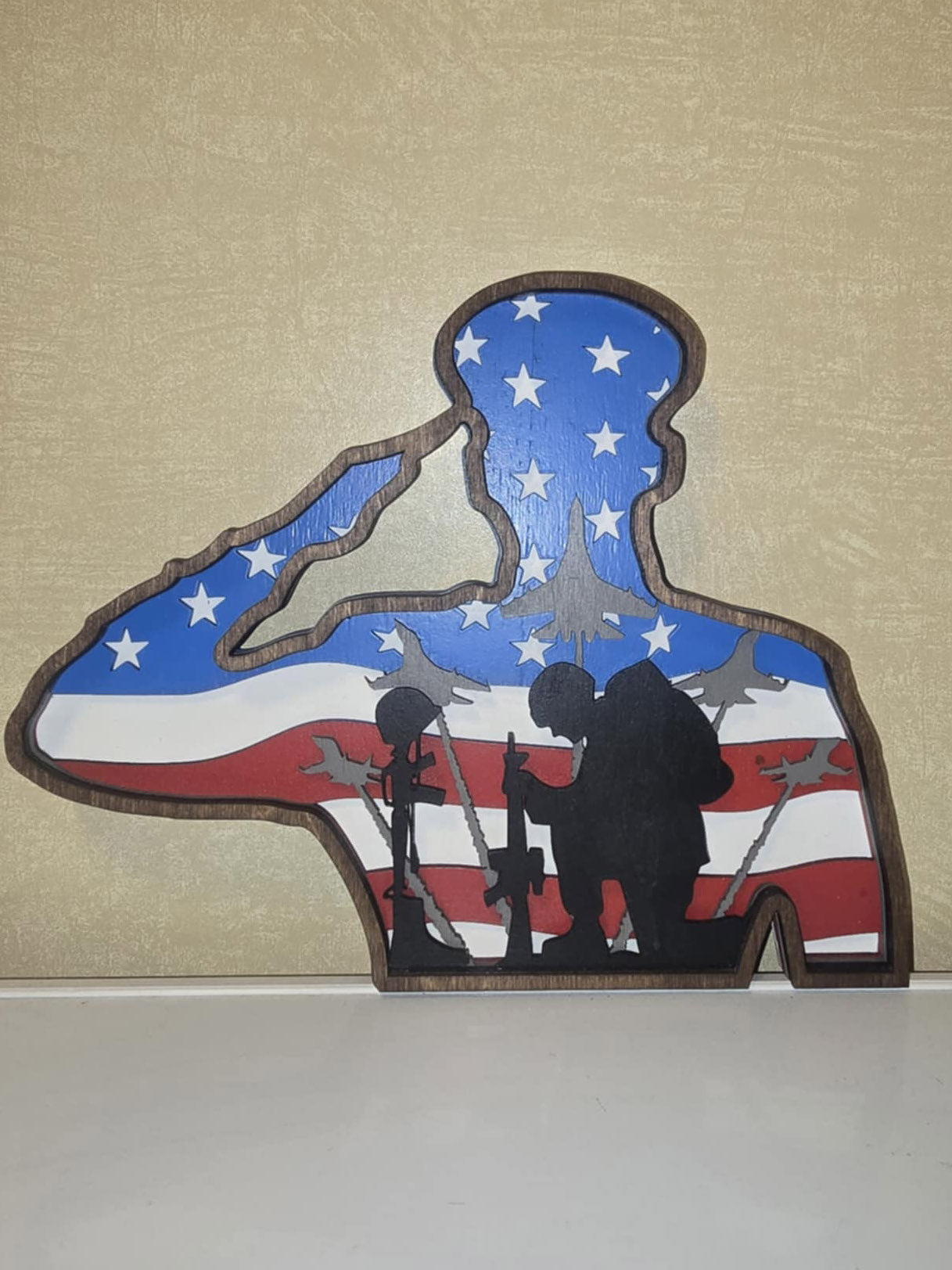 Multi layered soldier wall art