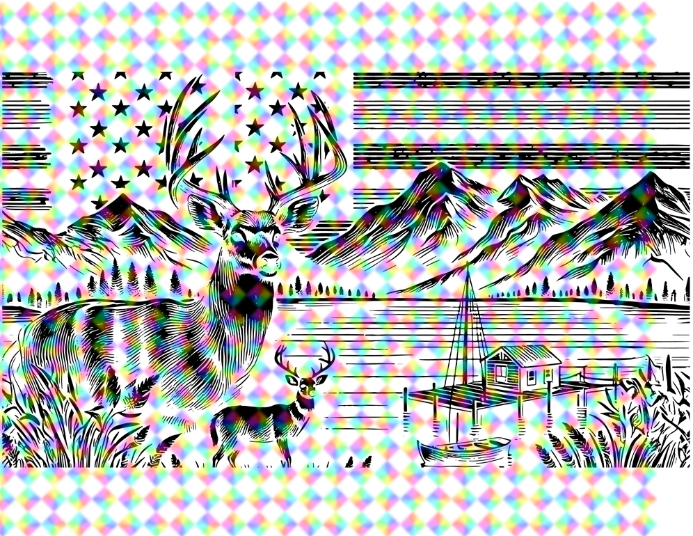 Deer with American Flag